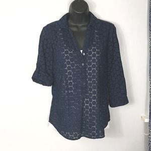 The Limited Navy Blue Quarter Sleeve Blouse